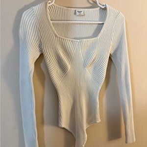 Abercrombie & Fitch Cream Ribbed Bodysuit